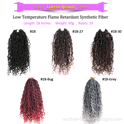 Goddess Locs Crochet Hair 18 Inch River Boho Faux Locs Wavy Crochet With Curly Hair In Middle Synthetic Crochet Hair Extension